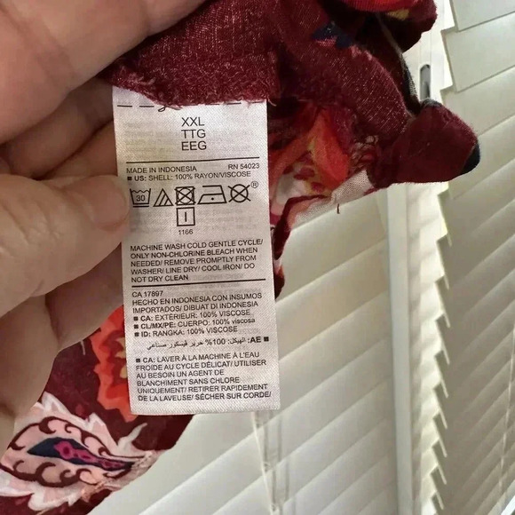 Old Navy Womens V-Neck Flowy Floral Blouse Top Size XX Large Burgundy Multicolor - Picture 5 of 7